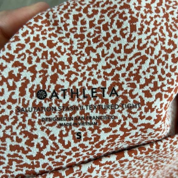 Athleta Salutation Stash Pocket Textured 7/8 High-Rise Orange Leggings Small - Picture 6 of 7